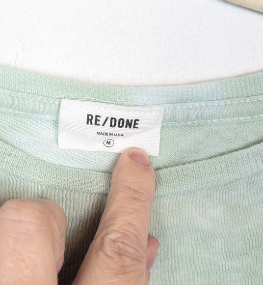 Re/Done Blue Mint Tie Dye Classic Cotton Roll Hem Tee Size M - Picture 5 of 7